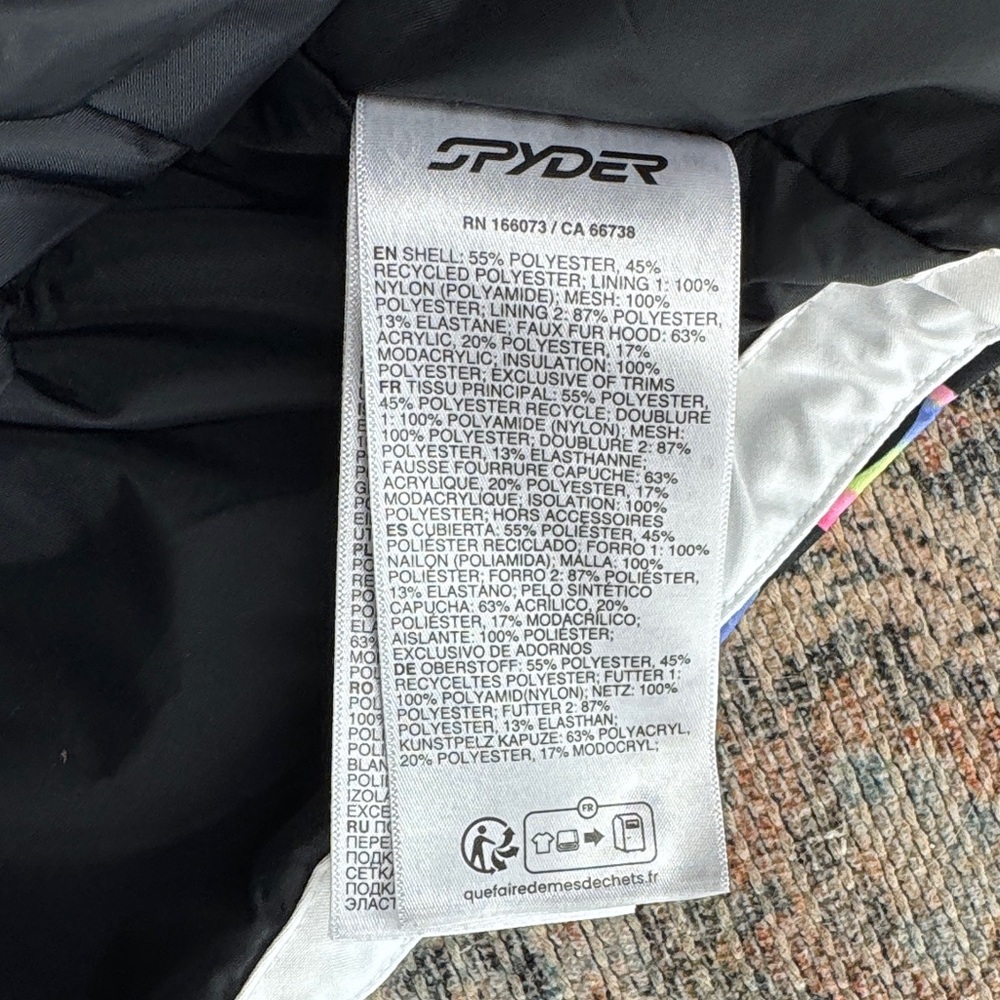 SPYDER Lola Ski Snowboarding Jacket Black & White with Colorful Accents - kid 12 - Picture 12 of 16